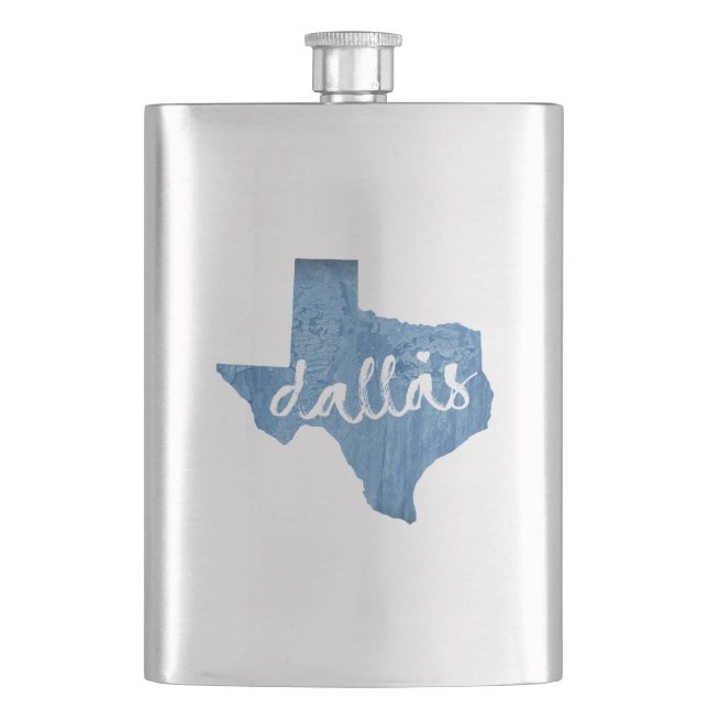 Dallas, Texas Wood Grain Flachmann (Vorderseite)