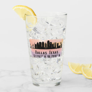 Dallas TX Skyline Latitude und Länge Glas