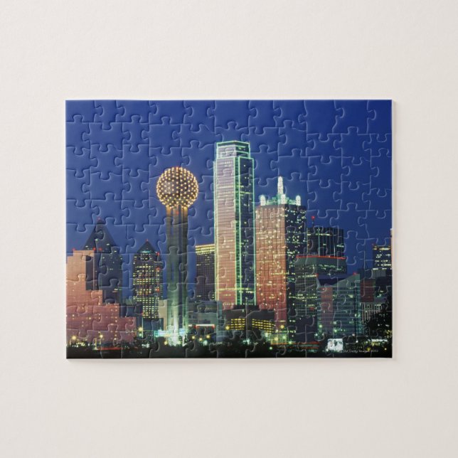 'Dallas, TX-Skyline nachts mit Wiedersehen Tower' (Horizontal)