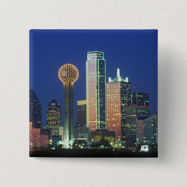 'Dallas, TX-Skyline nachts mit Wiedersehen Tower' Button (Vorderseite)