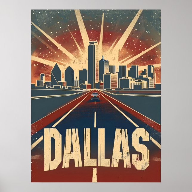 Dallas Vintage Reise und Kunst Poster (Vorne)