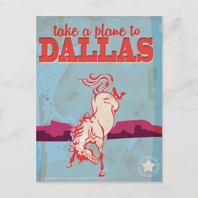 Dallas Vintage Travel Poster Postkarte (Vorderseite)