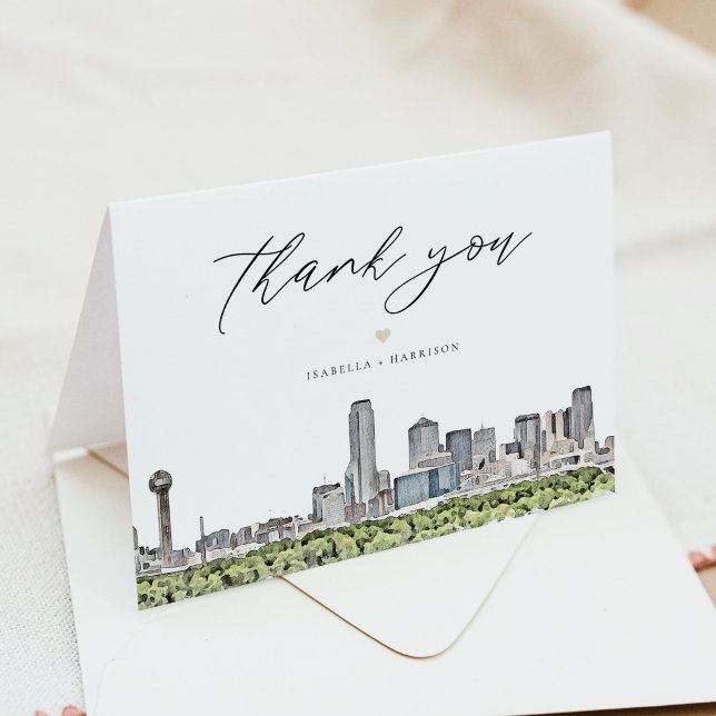 DALLAS Watercolor Skyline Thank You Card Dankeskarte (Von Creator hochgeladen)