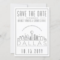 Dallas Wedding Stylized Skyline Save the Date