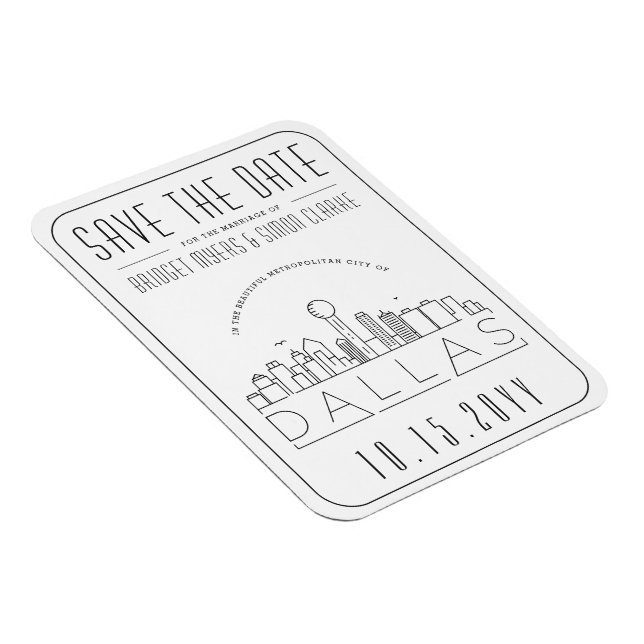 Dallas Wedding Stylized Skyline Save the Date Magnet (Rechte Seite)
