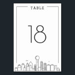 Dallas Wedding | TISCHNUMMER<br><div class="desc">Eine einzigartige Hochzeitskarte für eine Tischnummer, die in der wunderschönen Stadt Dallas stattfindet. Es bietet eine vereinfachte Tischnummer, die über einer stilisierten Version der einzigartigen Skyline der berühmten Stadt ruht. Dieser Artikel ist Teil einer umfangreicheren mehrteiligen Sammlung mit Artikeln, die auf den Tag der Hochzeit und nach Ihrer Hochzeitsfeier zugeschnitten...</div>