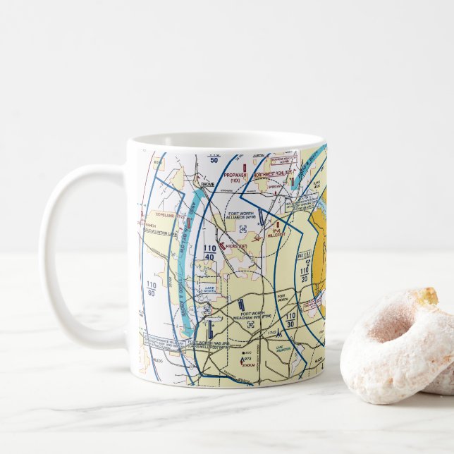 Dallas. Worth Flyway Chart Kaffeetasse (Mit Donut)