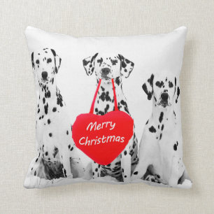 Dalmates souhaitant le coussin de Joyeux Noël