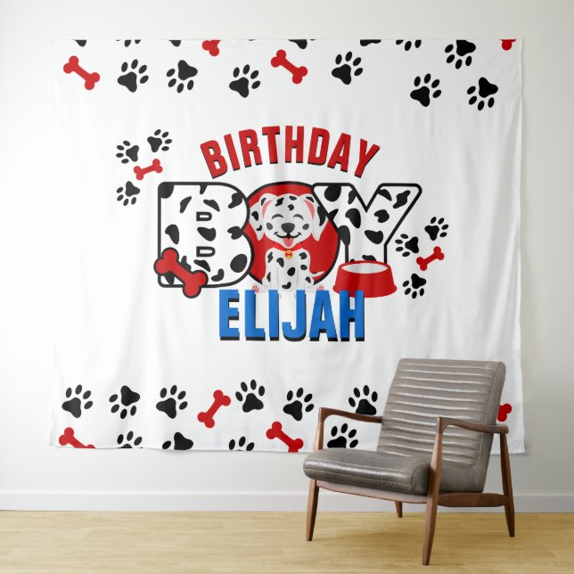 Dalmatian birthday boy custom designs  wandteppich (Beispiel (Horizontal))