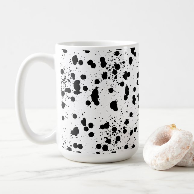 Dalmatian Black and White Print Pattern Kaffeetasse (Mit Donut)