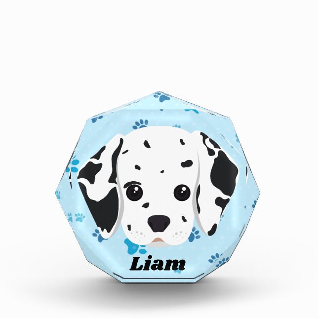 Dalmatian Blue Paw Print Personalized     Fotoblock (Vorderseite)