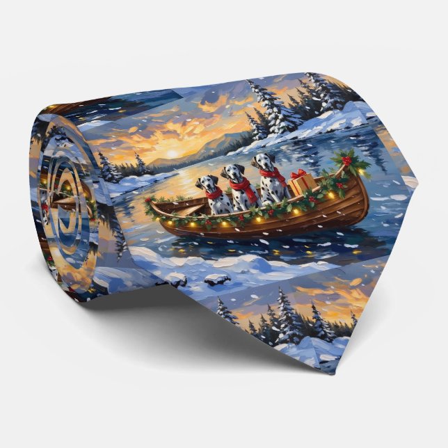 Dalmatian Christmas Boat Holiday Krawatte (Gerollt)