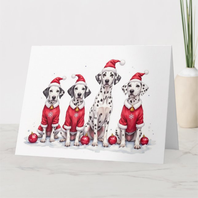 Dalmatian Christmas Dress Santa Hat Karte (Vorderseite)