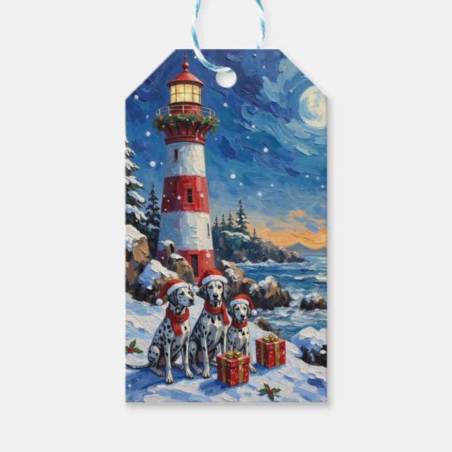 Dalmatian Christmas Lighthouse Holiday Geschenkanhänger (Vorderseite)