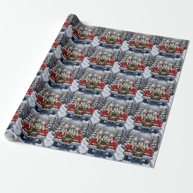 Dalmatian Christmas Red Truck Holiday Geschenkpapier (Ungerollt)