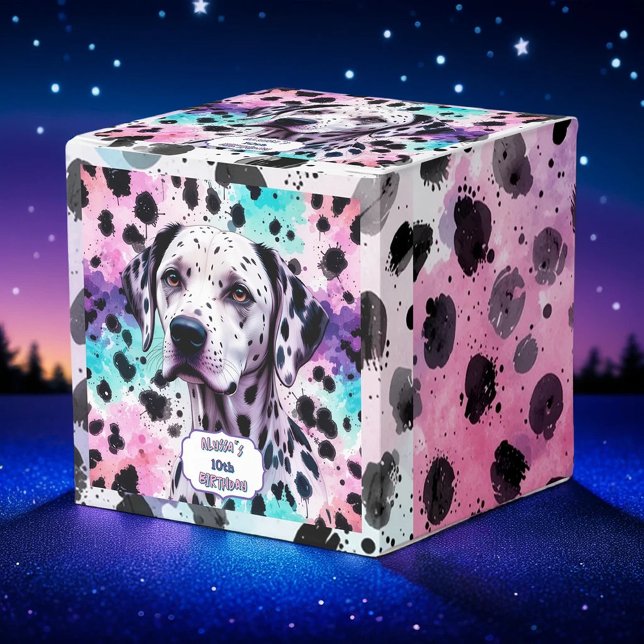 Dalmatian Dog Pink Purple Turquoise Birthday Geschenkschachtel (Von Creator hochgeladen)