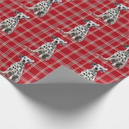 Dalmatian Dog Red Holiday Plaid Christmas Geschenkpapier