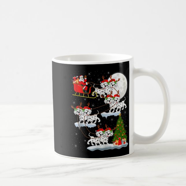 Dalmatian Dog Santa Sleigh Flying Funny Magical Ch Kaffeetasse (Rechts)