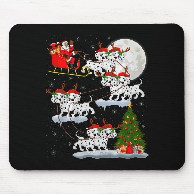 Dalmatian Dog Santa Sleigh Flying Funny Magical Ch Mousepad (Vorne)