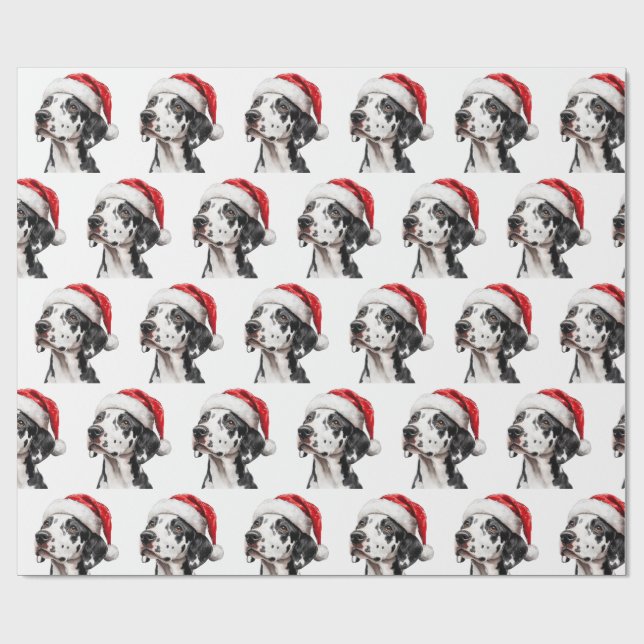 Dalmatian Dog with Santa Hat Geschenkpapier (Flach)