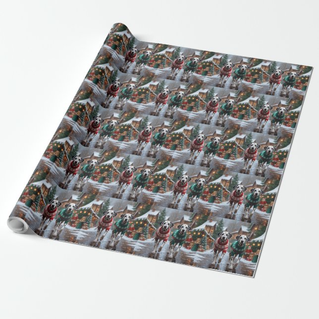 Dalmatian Dogs Christmas Snow Holiday  Geschenkpapier (Ungerollt)