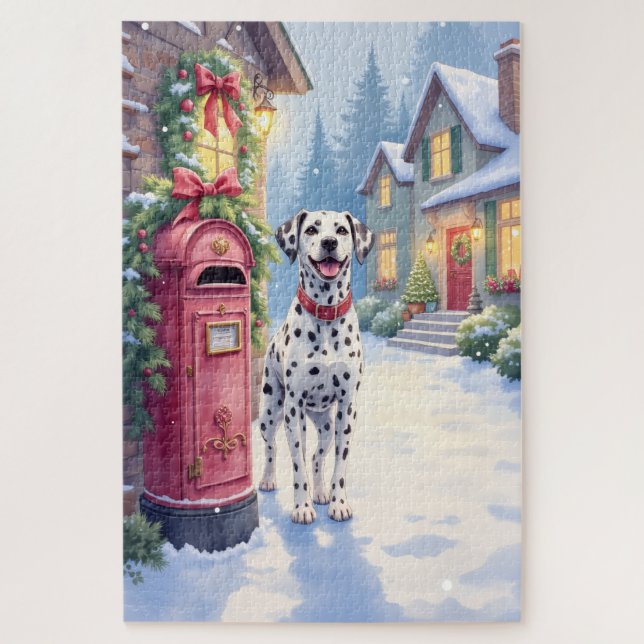 Dalmatian Festive Mailbox Christmas Art (Vertikal)