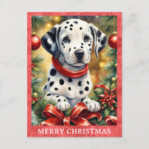 Dalmatian Frohe Weihnachten Süßer Welpe Hund Postkarte