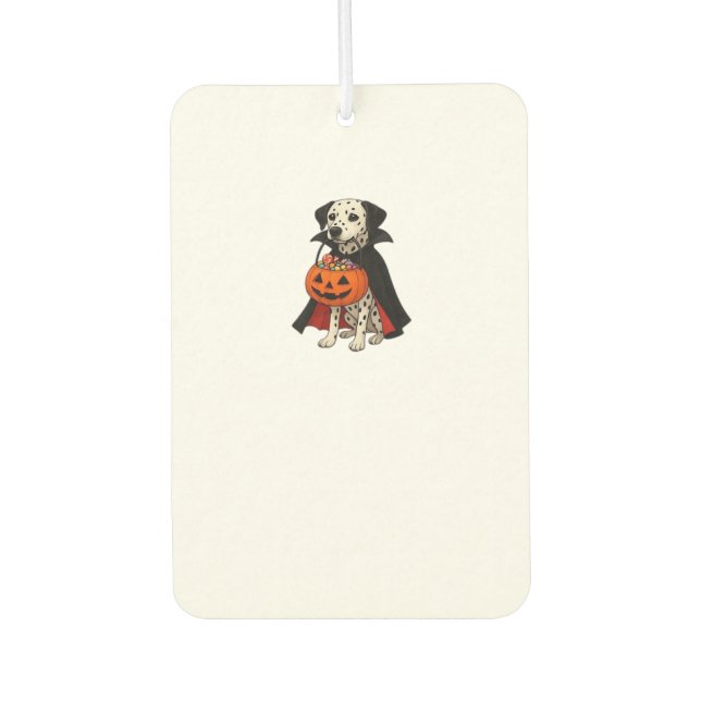Dalmatian Halloween Vampire Dog with Pumpkin Baske Autolufterfrischer (Vorderseite)