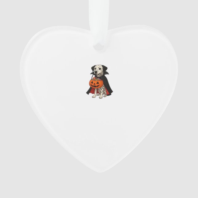 Dalmatian Halloween Vampire Dog with Pumpkin Baske Ornament (Vorderseite)