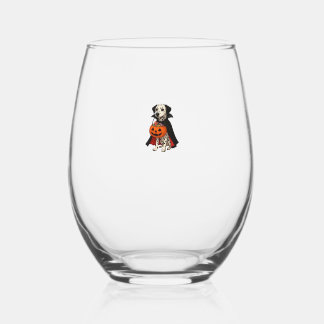 Dalmatian Halloween Vampire Dog with Pumpkin Baske Weinglas Ohne Stiel