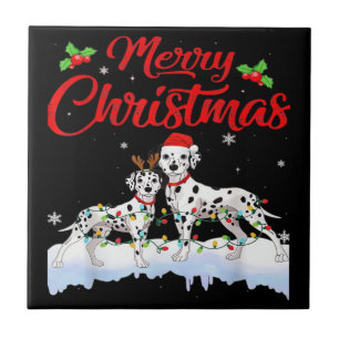 Dalmatian-Hund-Weihnachtsbeleuchtung Santa-Hut Xma Fliese