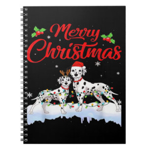 Dalmatian-Hund-Weihnachtsbeleuchtung Santa-Hut Xma Notizblock
