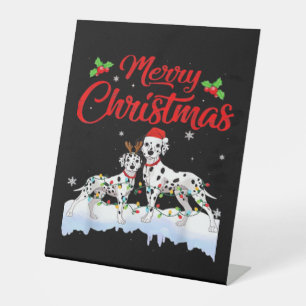 Dalmatian-Hund-Weihnachtsbeleuchtung Santa-Hut Xma Sockelschild