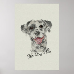 Dalmatian-Hundeporträt realistische Kunst Wasserfa Poster