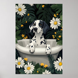 Dalmatian In Bathtub Poster, Funny Dog Poster