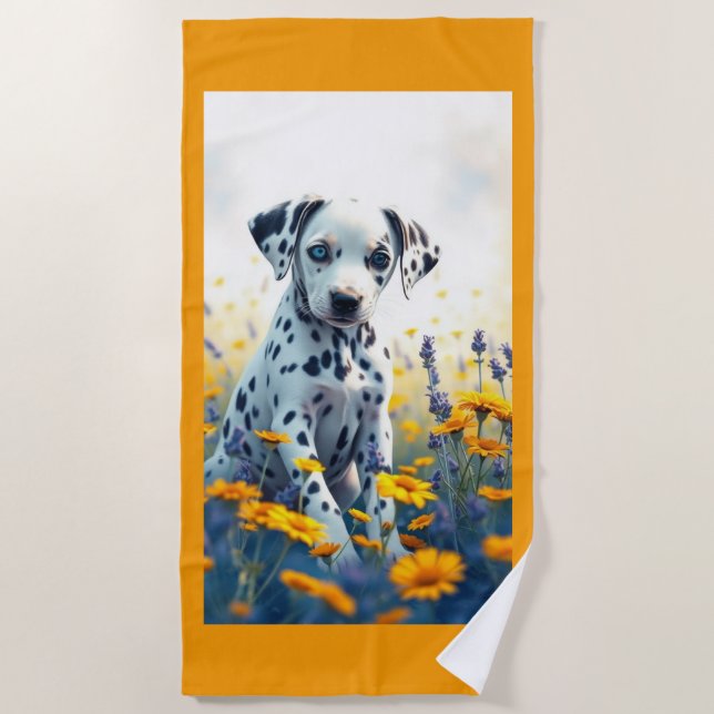 Dalmatian in the flowers strandtuch (Vorderseite)