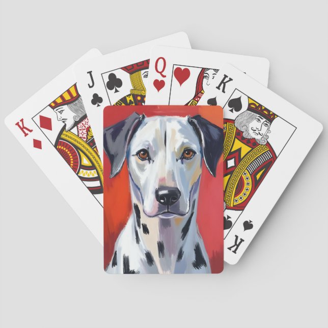 Dalmatian | Painting Dog Pet Red Spielkarten (Rückseite)