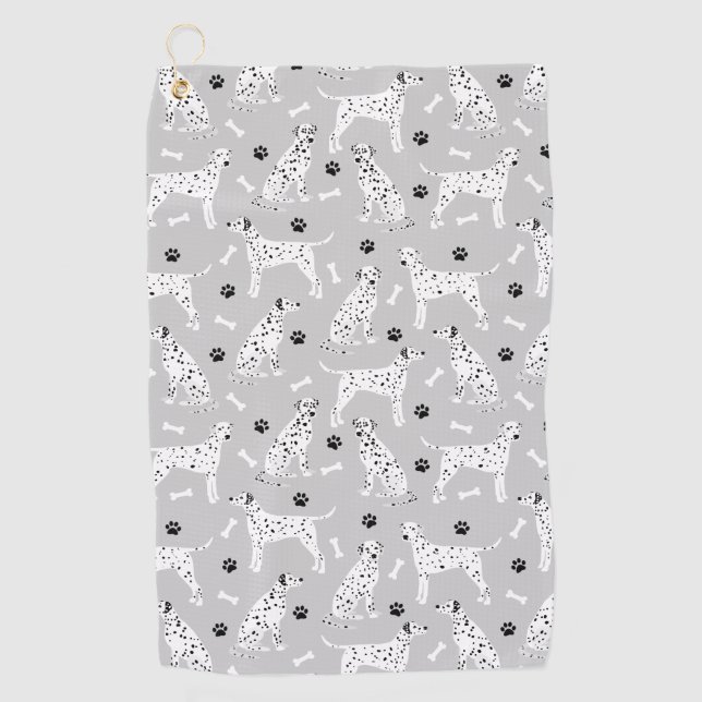 Dalmatian Paws and Bones Golf Towel Golfhandtuch (Vorderseite)