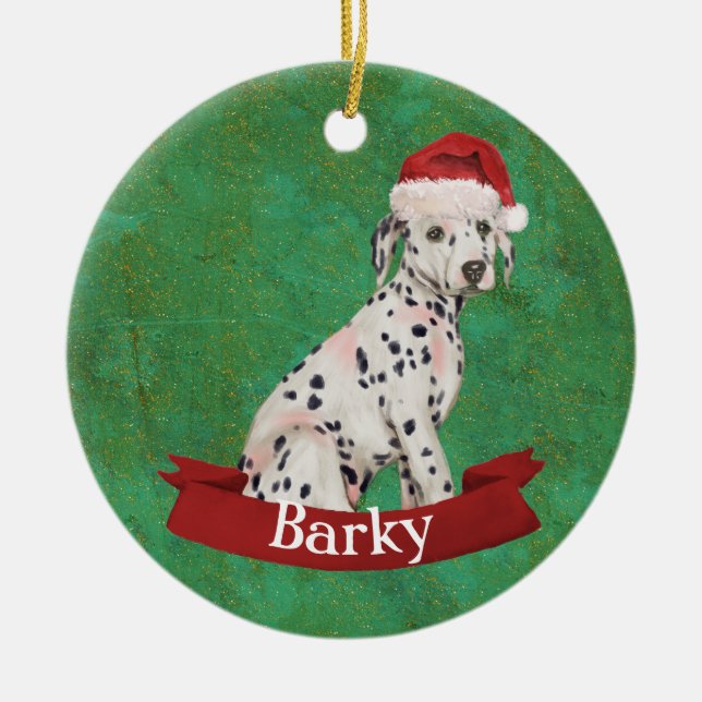 Dalmatian Puppy First Christmas Keramik Ornament (Vorne)