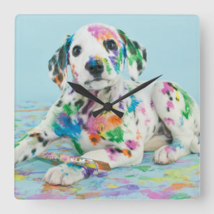 Dalmatian Puppy Quadratische Wanduhr