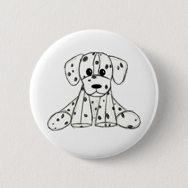Dalmatian stuffed dog drawing outline simple black button (Vorderseite)