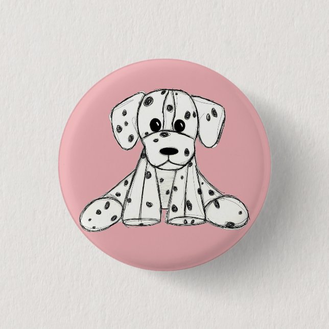 Dalmatian stuffed dog drawing outline simple black button (Vorderseite)