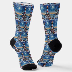 Dalmatian-Weihnachtsleuchtturm-Feiertag Socken