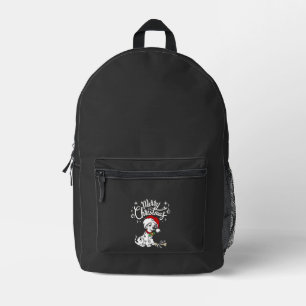 Dalmatian-Welpe mit Weihnachtsmannmütze Xmas Bedruckter Rucksack