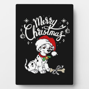 Dalmatian-Welpe mit Weihnachtsmannmütze Xmas Fotoplatte