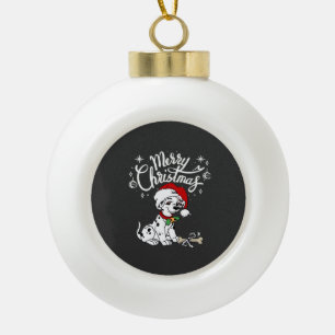 Dalmatian-Welpe mit Weihnachtsmannmütze Xmas Keramik Kugel-Ornament