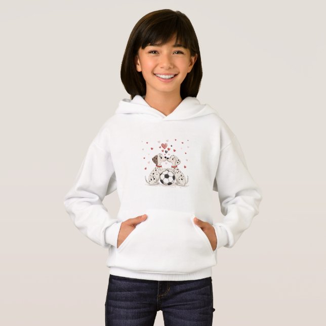 Dalmatians with soccer ball for Valentine's Day Hoodie (Vorne ganz)
