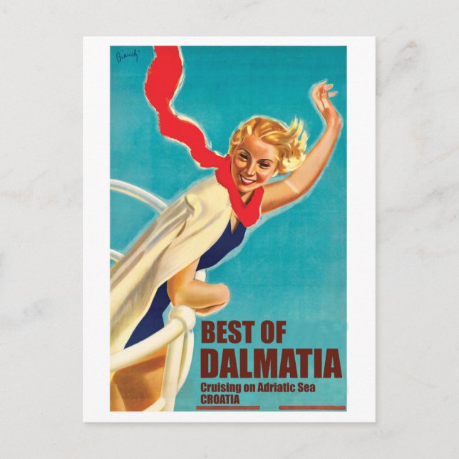 Dalmatien, Kroatien, Mädchen auf einer Yacht Postkarte (Vorderseite)