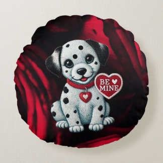 Dalmatienne chiot amour Coussin rond - Soyez à moi