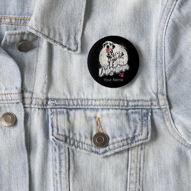 Dalmatier mit Paw Vintage Hund liebt Design Button (Beispiel)